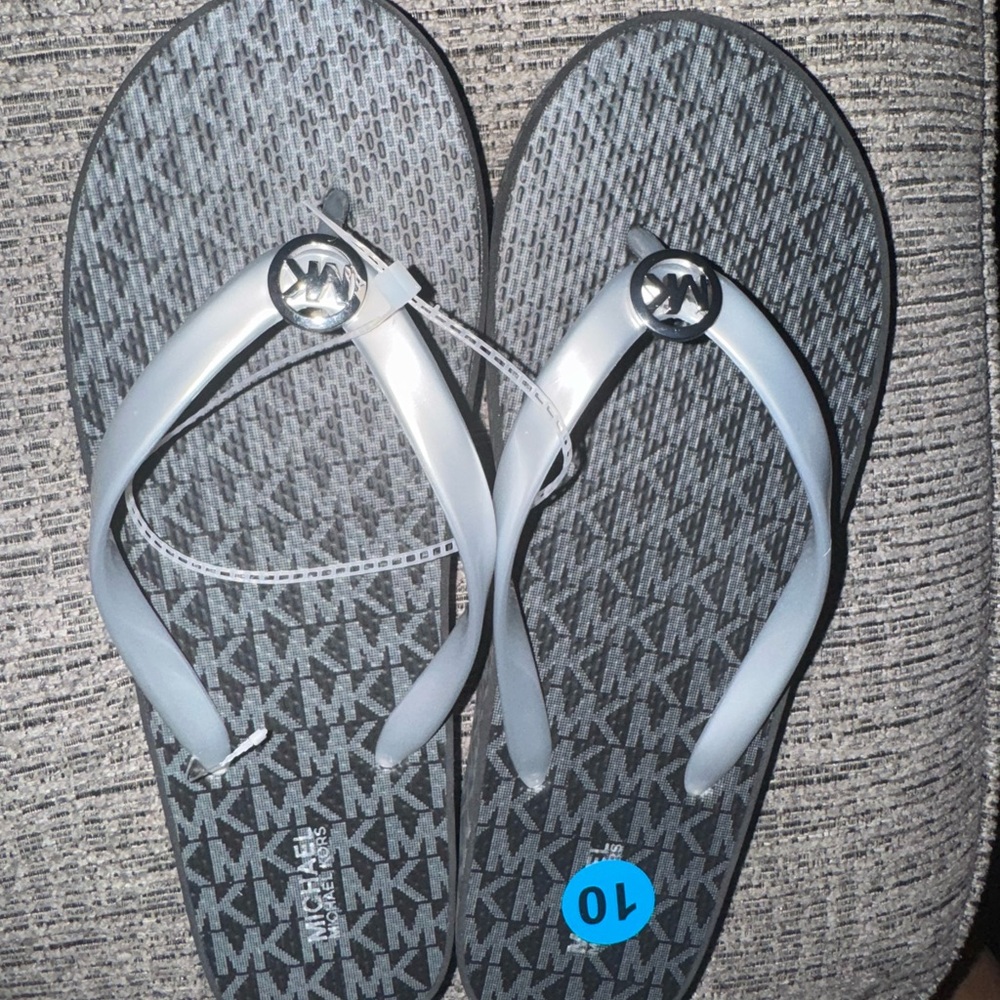 MICHAEL Michael Kors Gray and Silver Slippers